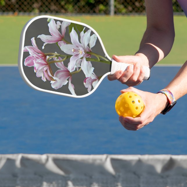 Pink Cymbidium Insigne Orchids Floral Pickleball Paddle (Insitu)