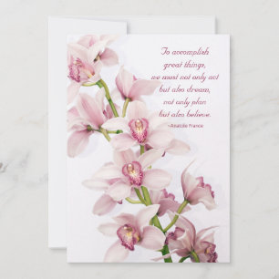 Pink Cymbidium Orchid Floral Graduation Invitation
