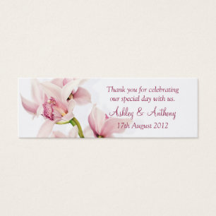 Pink Cymbidium Orchid Floral Wedding Favour Tags