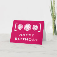 Pink D20 Dice Gamer Birthday Card