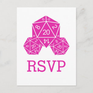 Pink D20 Dice Response Postcard