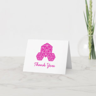 Pink D20 Dice Thank You Card