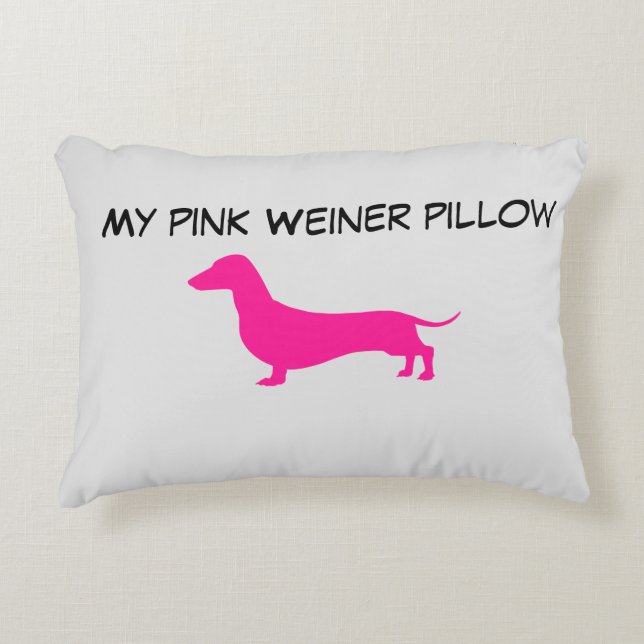 Pink Dachshund Accent Pillow  My Pink Weiner (Front)