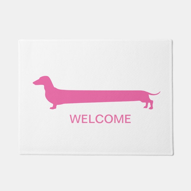 Pink Dachshund door mat (Front)