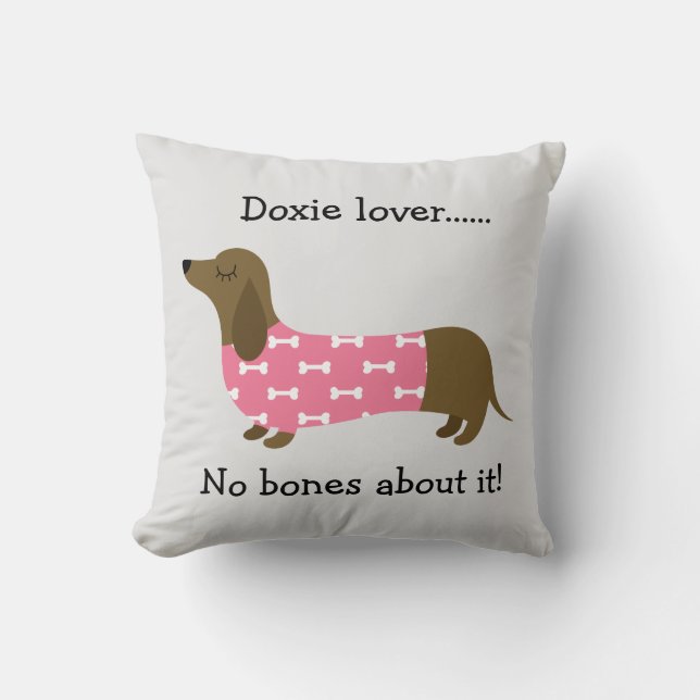 Pink Dachshund Personalized Pillow (Front)