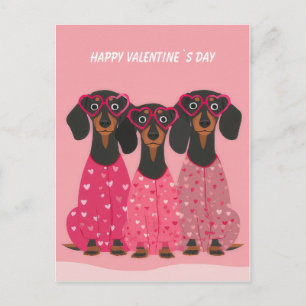  Pink Dachshund Valentine’s Day Card