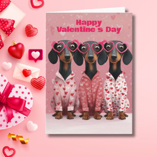  Pink Dachshund Valentine’s Day Card