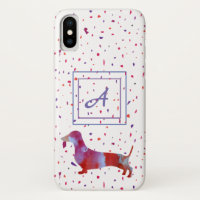 Pink dachshund Watercolor Art Confetti