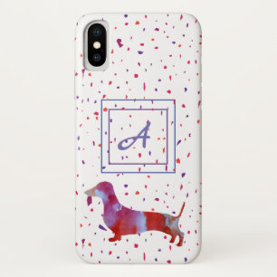 Pink dachshund Watercolor Art Confetti Case-Mate iPhone Case