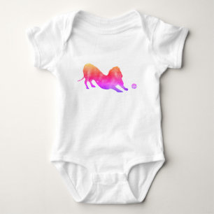 Pink Dachshund with ball Baby Bodysuit