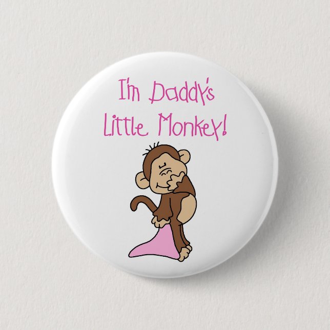 Pink Daddy's Little Monkey 2 Inch Round Button (Front)