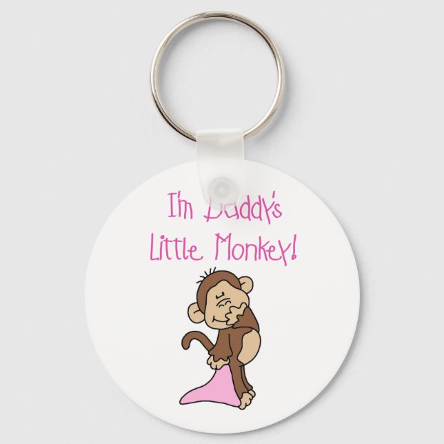 Pink Daddy's Little Monkey Keychain (Front)