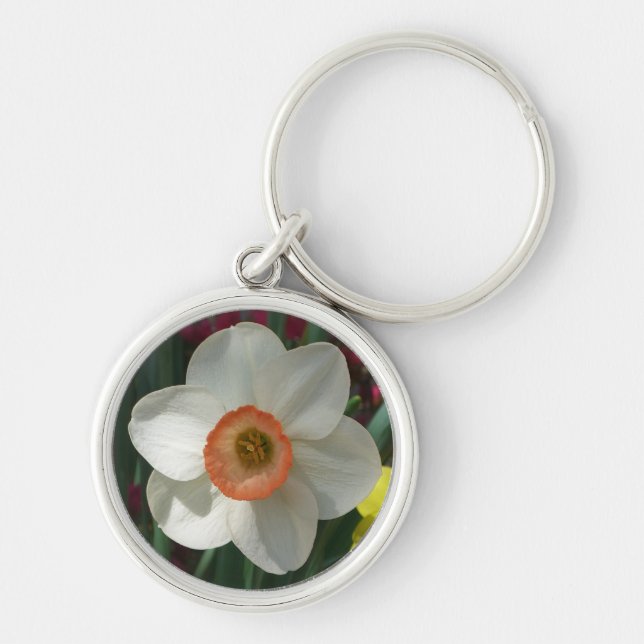 Pink Daffodil Beautiful Spring Flower Keychain (Front)