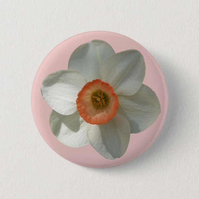 Pink Daffodil Spring Flower 2 Inch Round Button (Front)