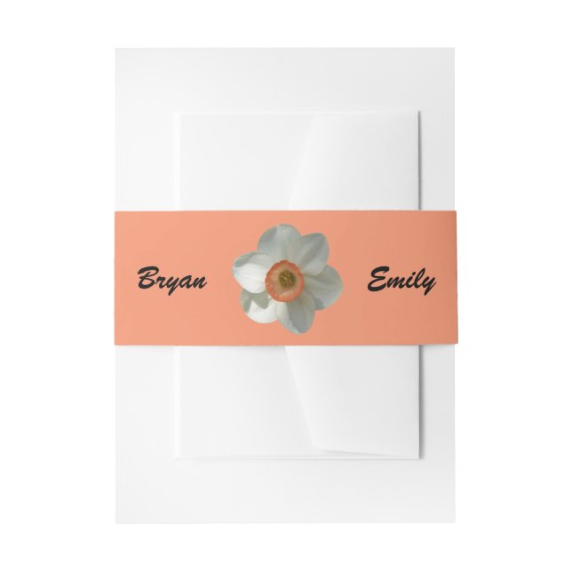 Pink Daffodil Spring Flower Invitation Belly Band (Front Example)