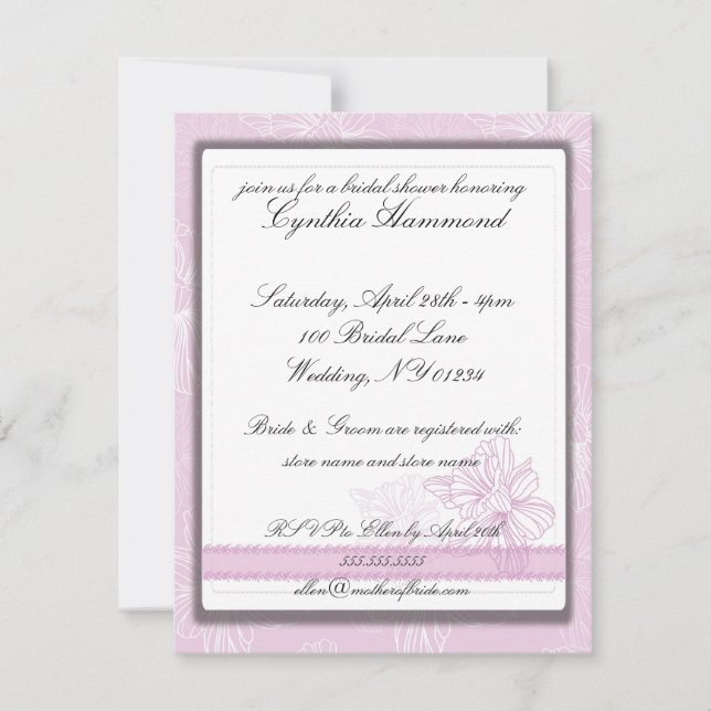 Pink Daffodil Wedding Shower Invitations (Front)