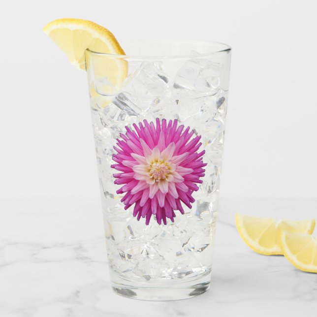 Pink Dahlia Bloom Floral Glass (Front Ice)