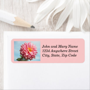 Pink Dahlia Bloom Floral Return Address