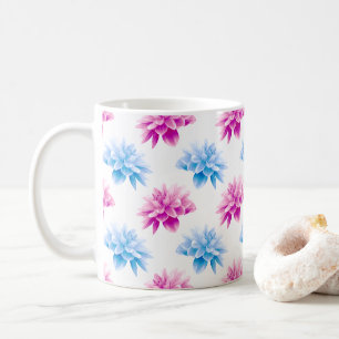 Pink Dahlia, Blue Dahla, Floral Pattern, Flowers Coffee Mug
