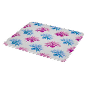 Pink Dahlia, Blue Dahla, Floral Pattern, Flowers Cutting Board