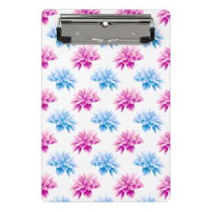 Pink Dahlia, Blue Dahla, Floral Pattern, Flowers Mini Clipboard