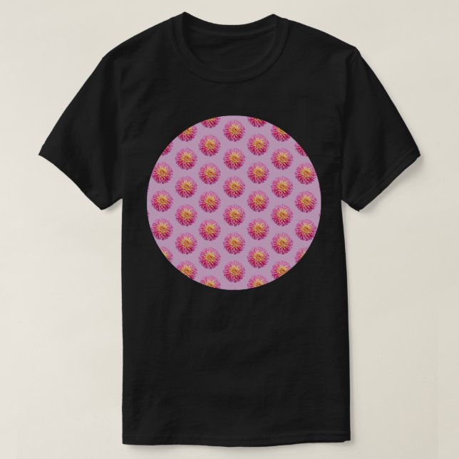 Pink Dahlia Floral Pattern T-Shirt (Design Front)