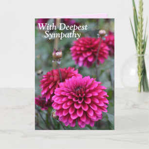 Pink Dahlia Floral Photo With Deepest Sympathy Card
