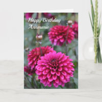 Pink Dahlia Floral Photograph Happy Birthday