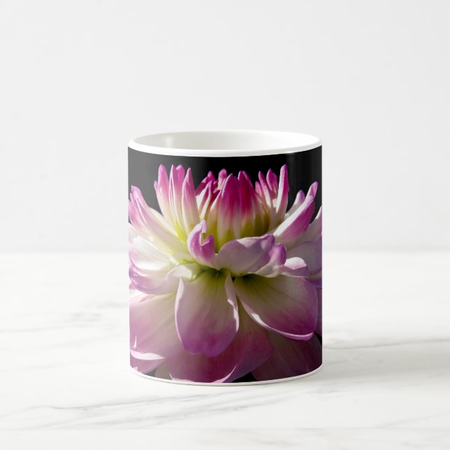Pink dahlia floral print coffee mug (Center)