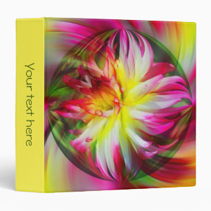 Pink Dahlia Flower Abstract Art Personalized Binder
