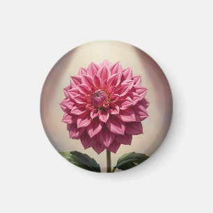 Pink Dahlia Flower Botanical Magnet