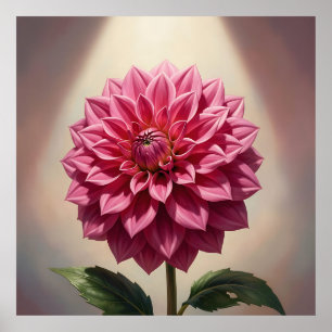 Pink Dahlia Flower Botanical Poster