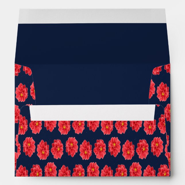 Pink dahlia flower on blue envelope (Back (Bottom))