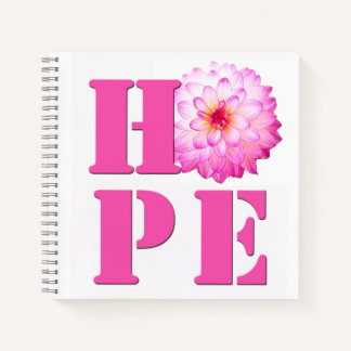 Pink Dahlia Flower Photo HOPE 8x8 Notebook