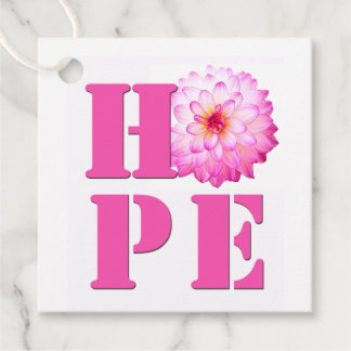 "Pink Dahlia Flower Photo HOPE Gift Tag" Favour Tags