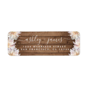 Pink Dahlia Flower Rustic Wood Adresse de retour