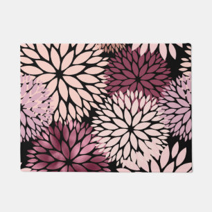 Pink Dahlia Flowers Floral Gardening Romantic Doormat
