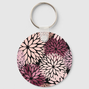 Pink Dahlia Flowers Floral Gardening Romantic Keychain