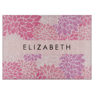 Pink Dahlia Flowers, Pattern Of Flowers, Your Name Cutting Board