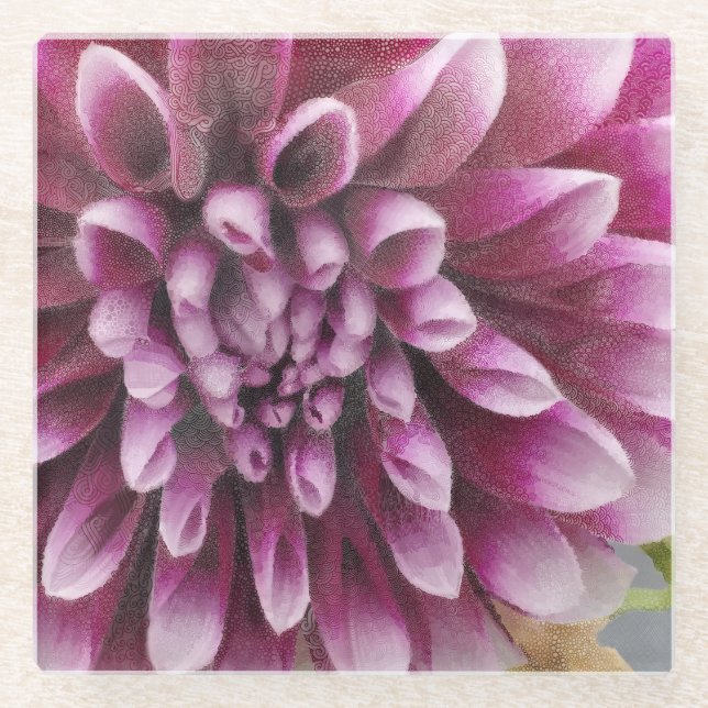 Pink Dahlia Glass Coaster (Front)