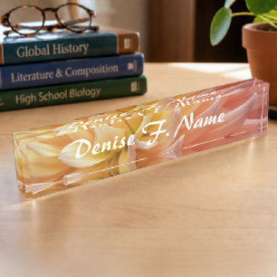 Pink Dahlia Petals Personalized Floral Nameplate