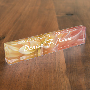 Pink Dahlia Petals Personalized Floral Nameplate