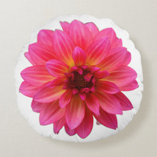 Pink Dahlia Round Pillow