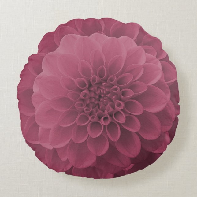 Pink Dahlia Round Pillow (Front)