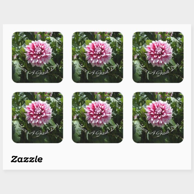 Pink Dahlia Square Sticker (Sheet)