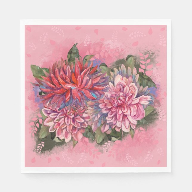 Pink Dahlia Vintage flowers Napkin (Front)
