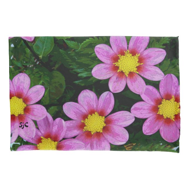 Pink Dahlias Pillowcase (Front)