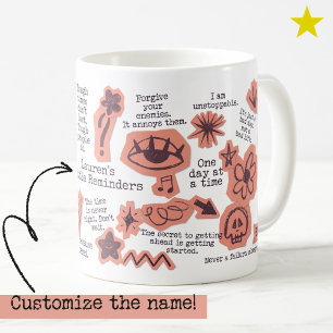 Pink Daily Affirmation Doodles Quote Custom Name Coffee Mug