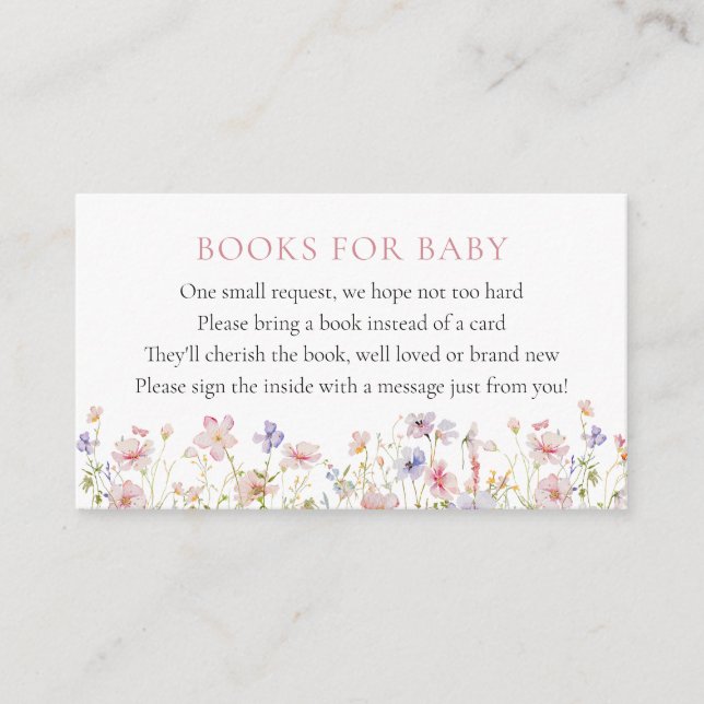 Pink Dainty Flowers Books for Baby Enclosure Card (Front)