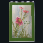 Pink Daises 2025 Floral Calendar<br><div class="desc">Simple flowers of pink daises blowing in a soft breeze. Delicate feel, spring or summer, simple statement.</div>
